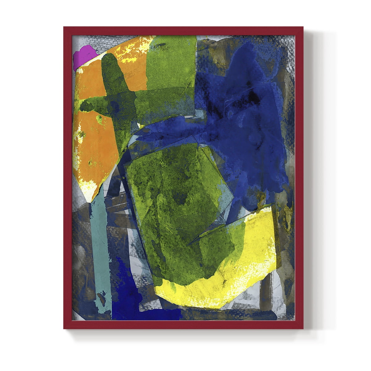 Brights Strokes I Framed Print in Red Solid Wood Framed Print No Nail Hanging