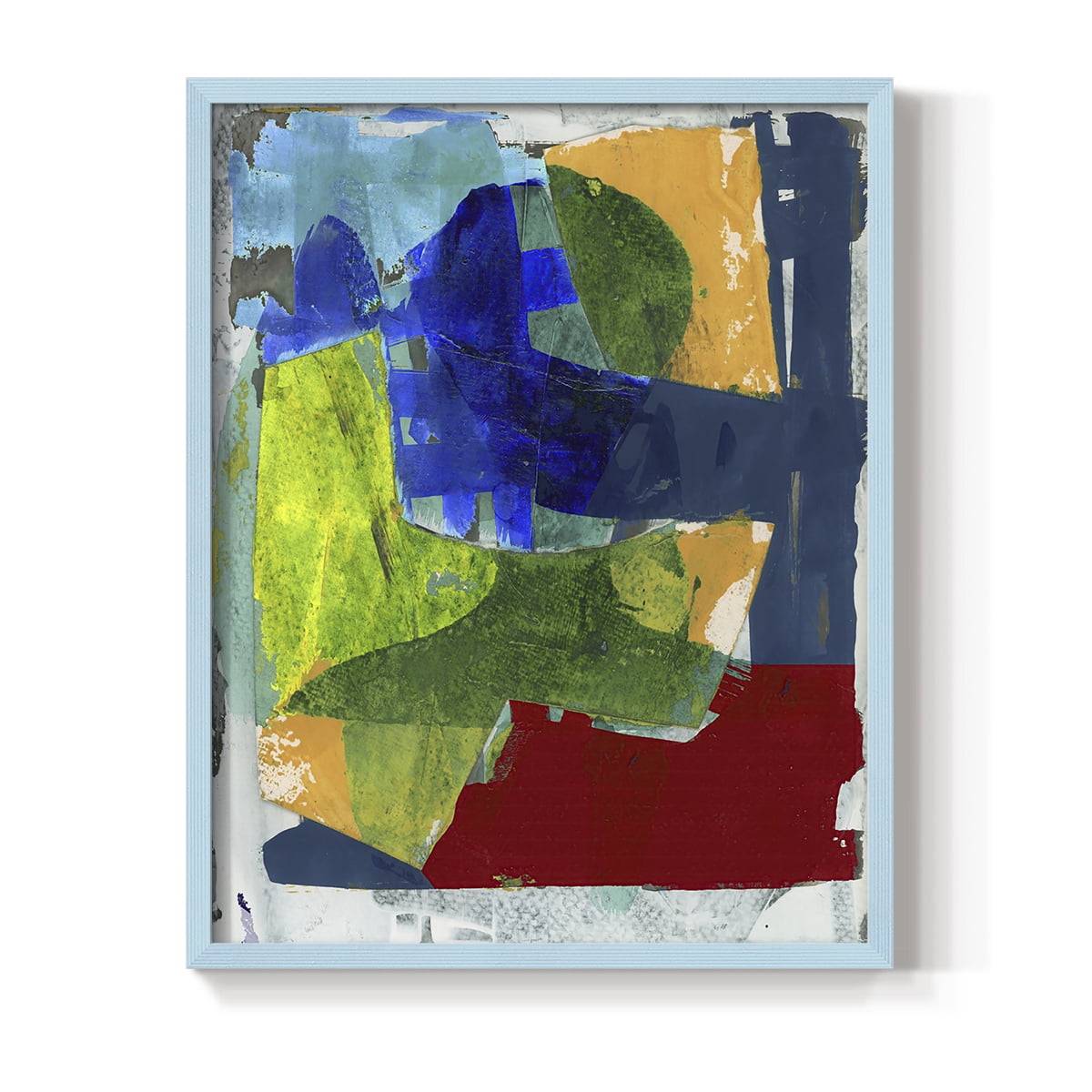 Brights Strokes II Framed Print in Blue Solid Wood Framed Print No Nail Hanging