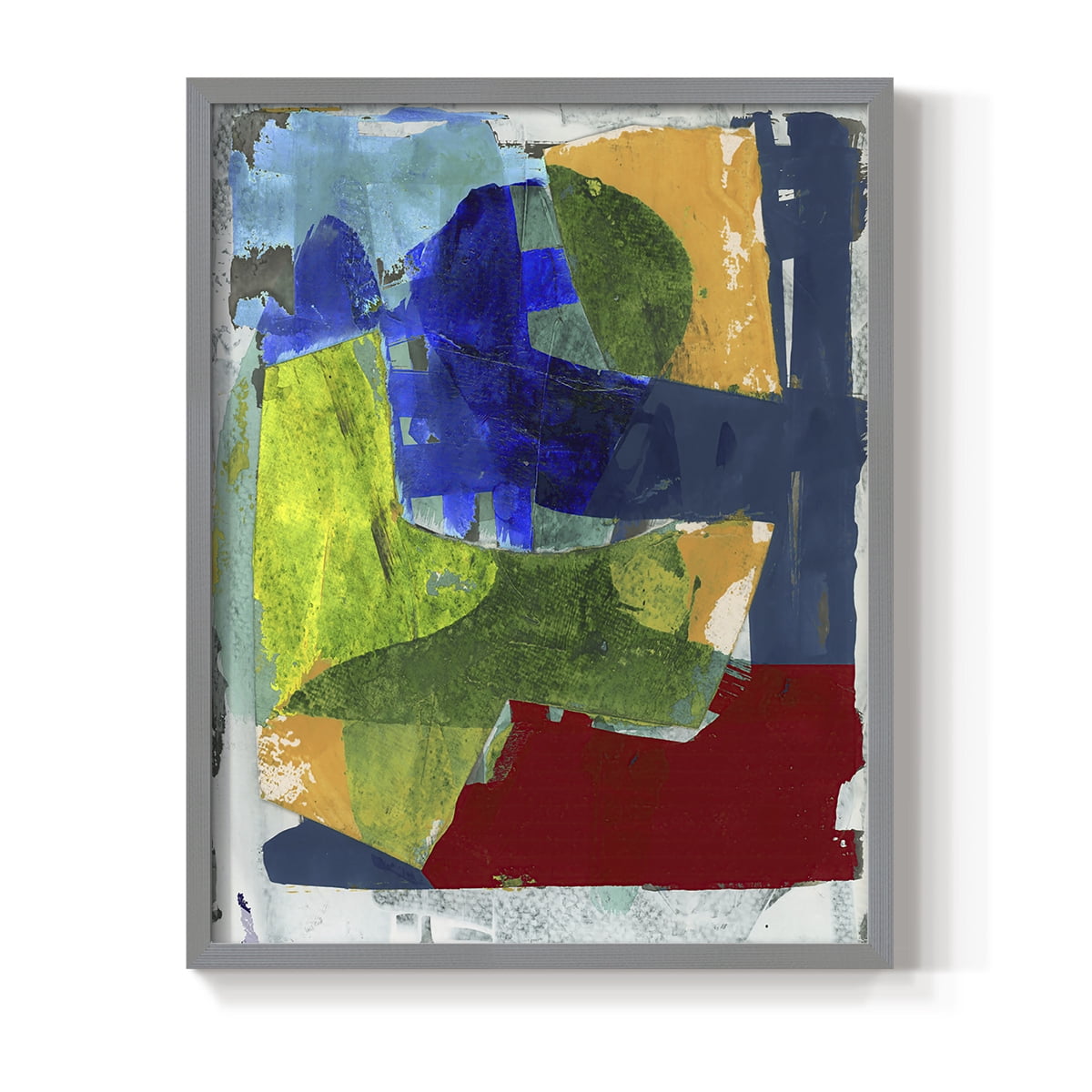 Brights Strokes II Framed Print in Gray Solid Wood Framed Print No Nail Hanging