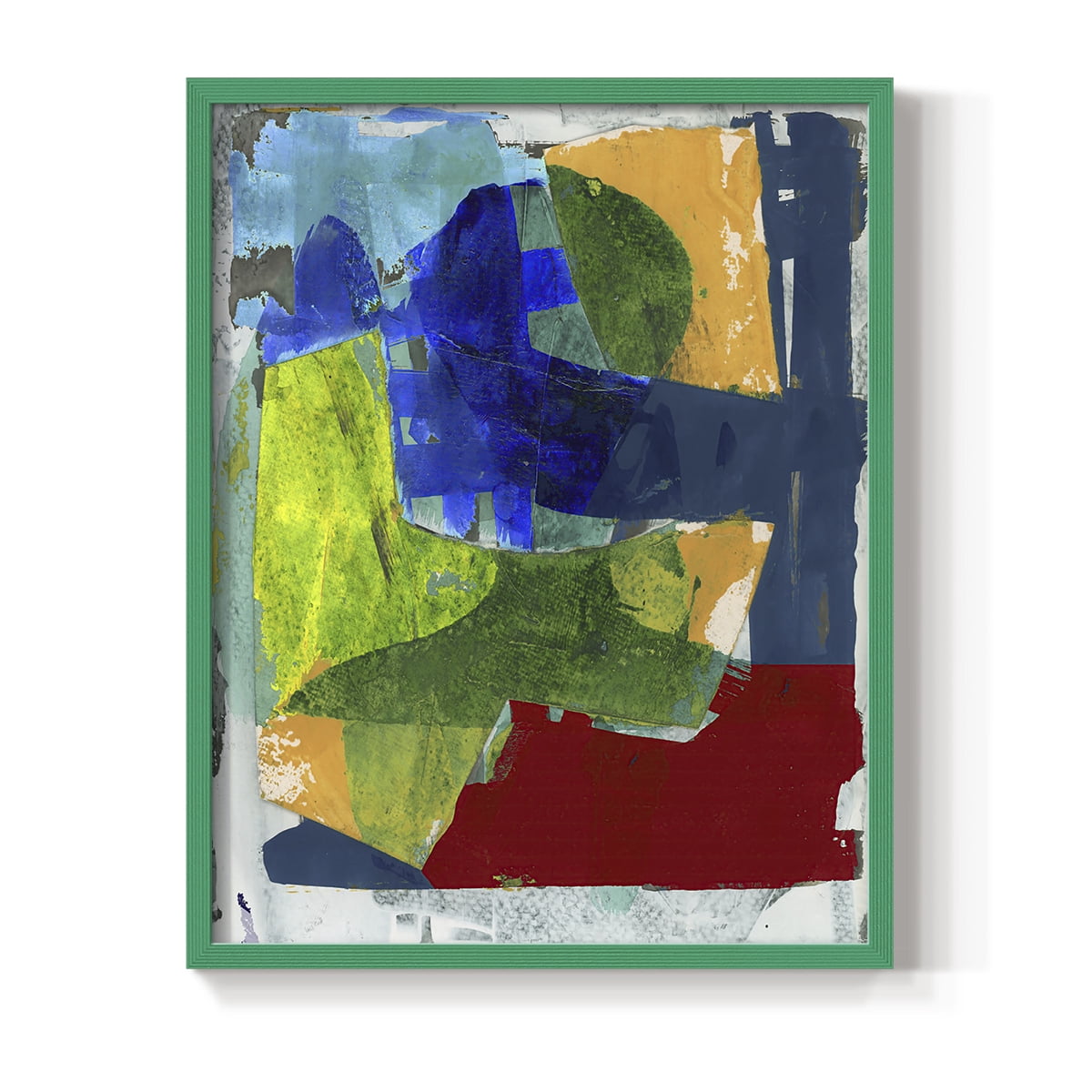 Brights Strokes II Framed Print in Green Solid Wood Framed Print No Nail Hanging