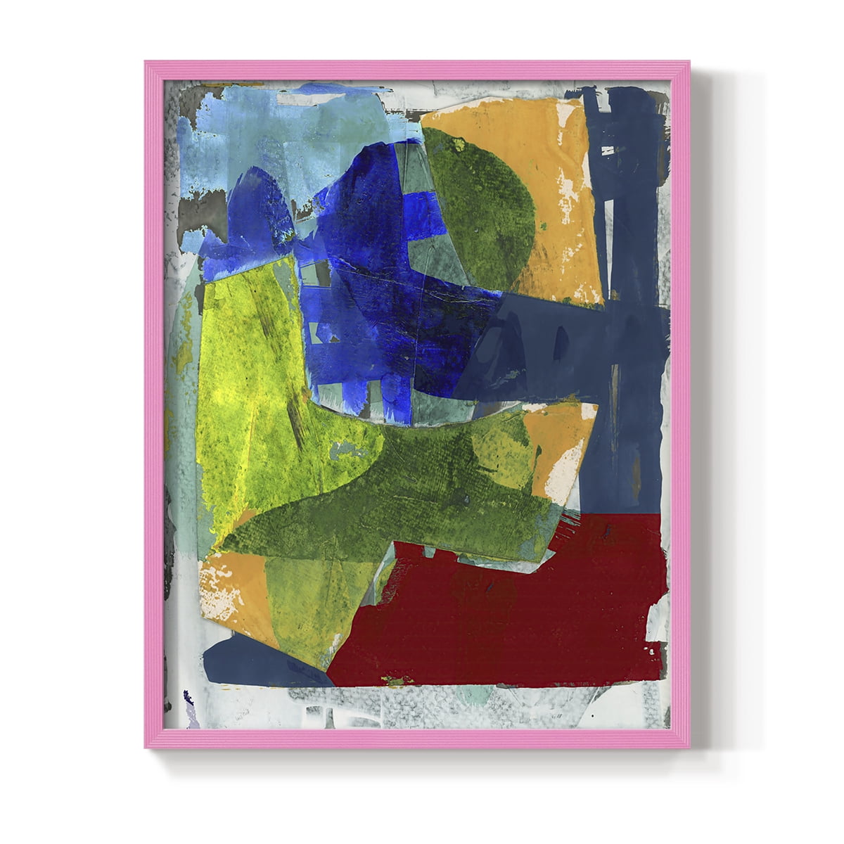 Brights Strokes II Framed Print in Pink Solid Wood Framed Print No Nail Hanging