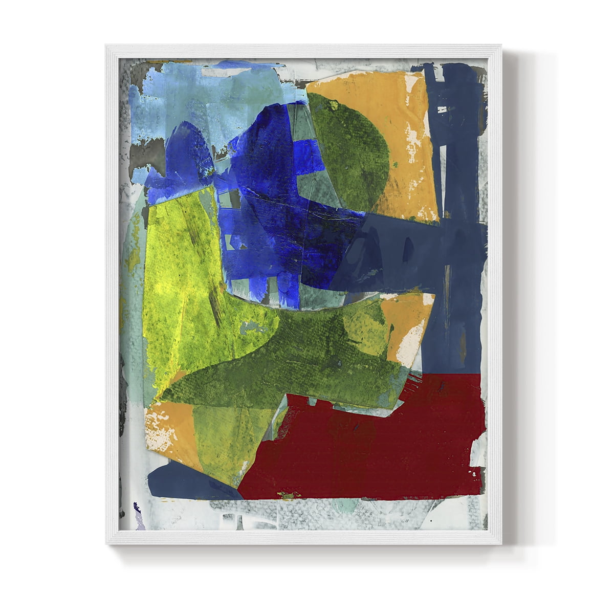 Brights Strokes II Framed Print in White Solid Wood Framed Print No Nail Hanging