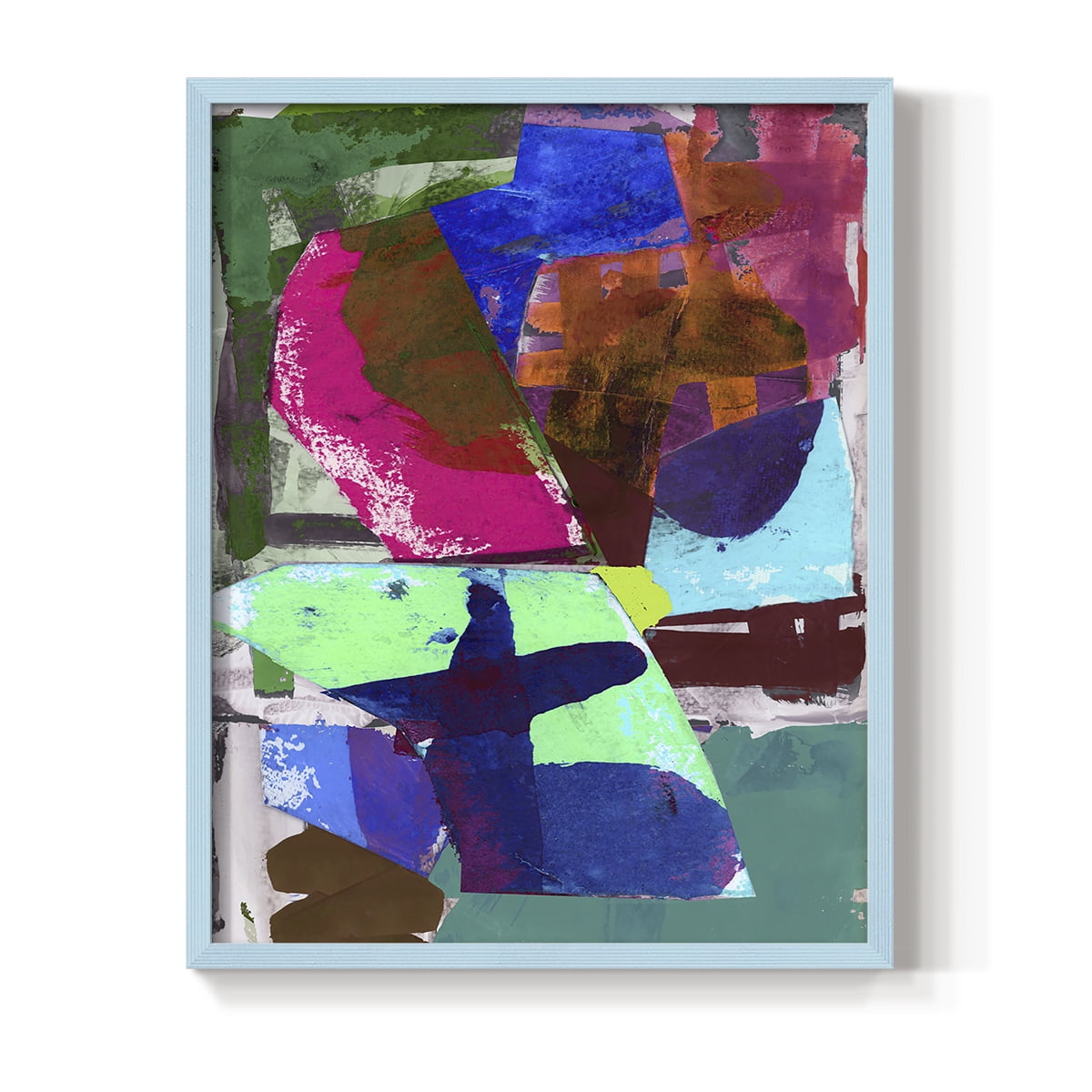Brights Strokes III Framed Print in Blue Solid Wood Framed Print No Nail Hanging