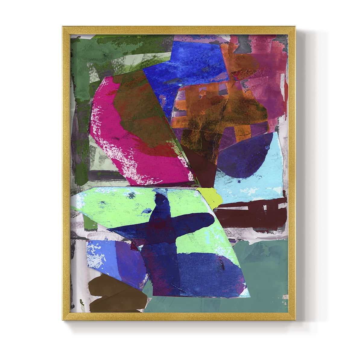 Brights Strokes III Framed Print in Gold Solid Wood Framed Print No Nail Hanging