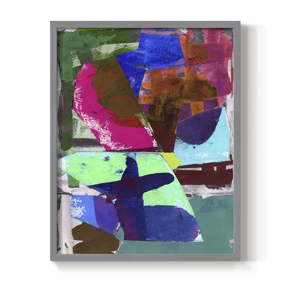 Brights Strokes III Framed Print in Gray Solid Wood Framed Print No Nail Hanging