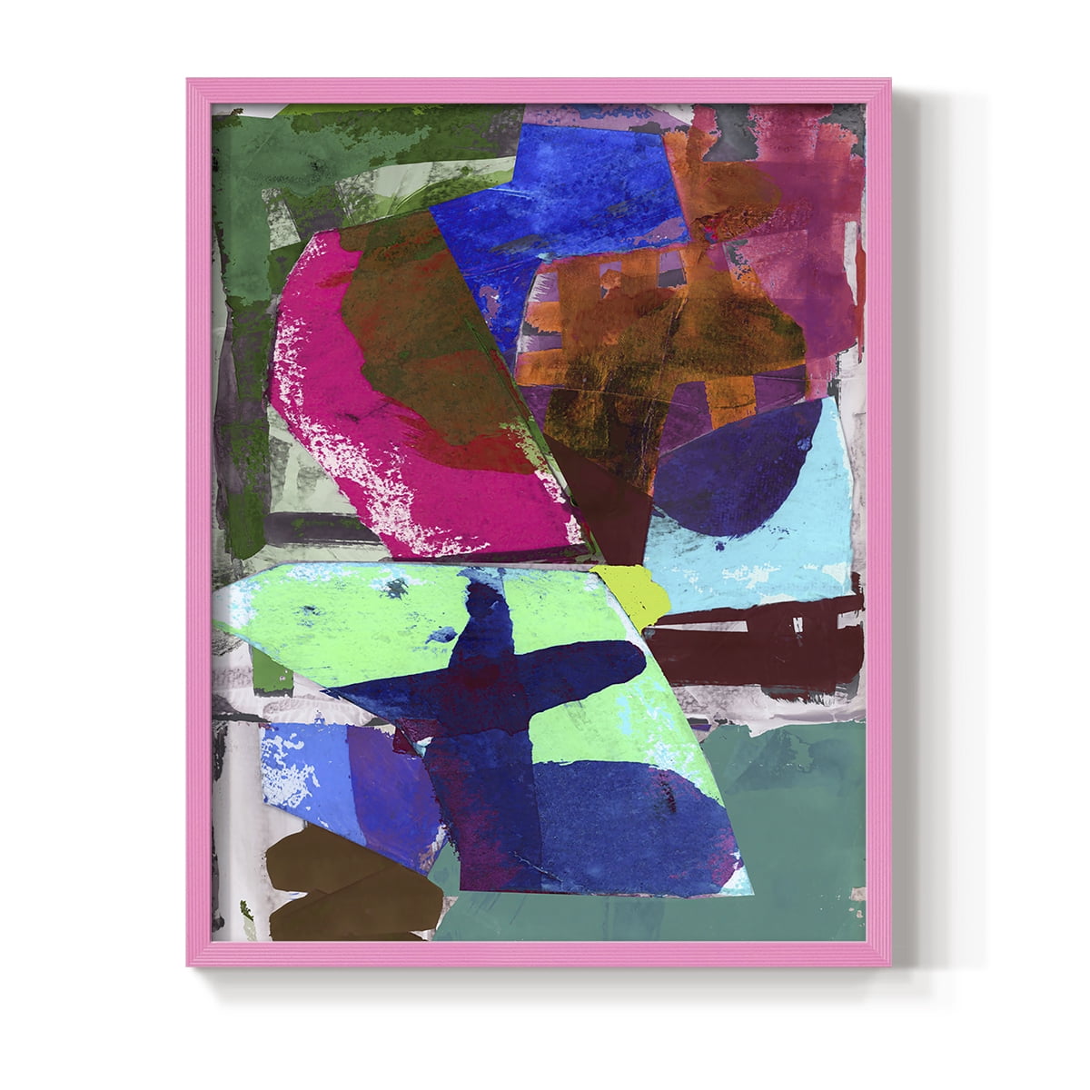 Brights Strokes III Framed Print in Pink Solid Wood Framed Print No Nail Hanging