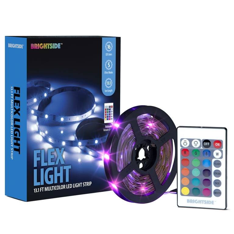 Brightside Flex Light 13.1 ft. Multi Color LED Light Strip USB Powered Remote Control Indoor Walmart