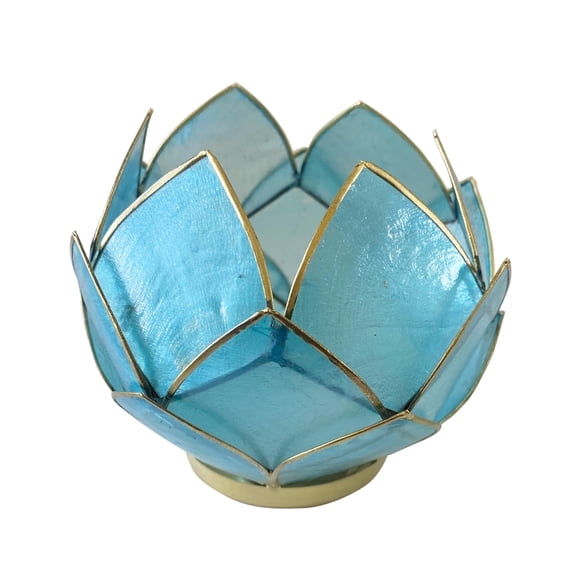 Brightspot Blooming Lotus Capiz Shell Tea Light Holder in Blue