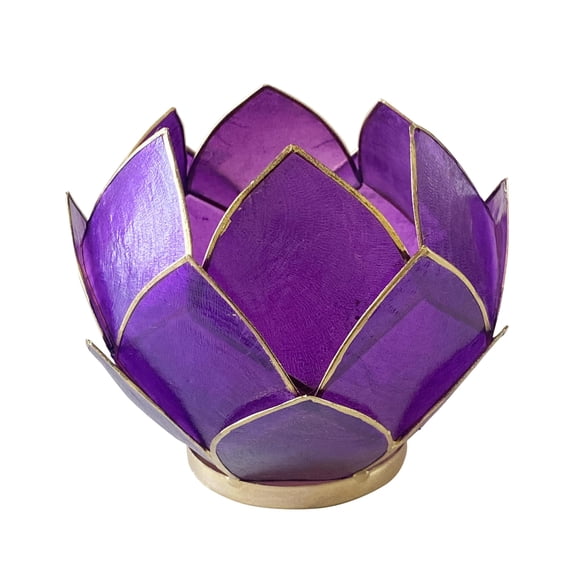 Brightspot Blooming Lotus Capiz Shell Tea Light Holder in Purple