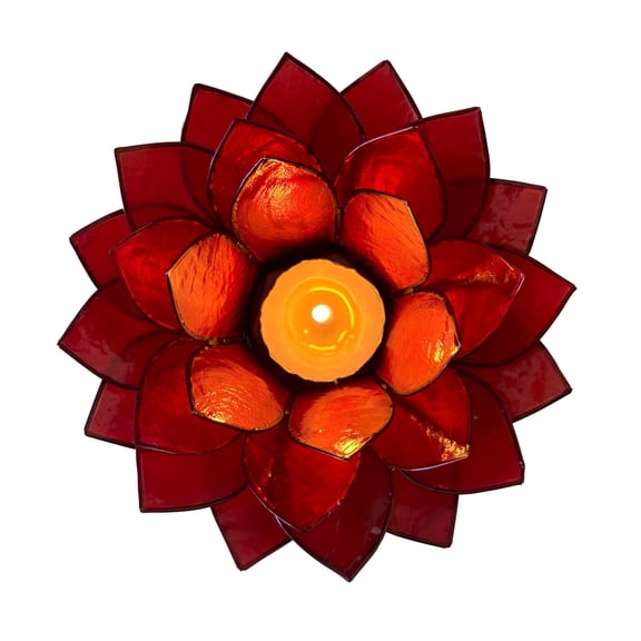 Brightspot Moonshadow Capiz Shell Tea Light Holder in Red