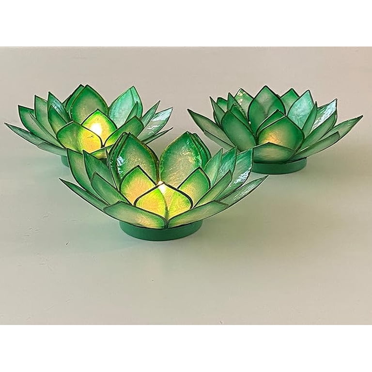 OM Gallery Capiz Shell Lotus Tea Light Holder in Green - Walmart.com