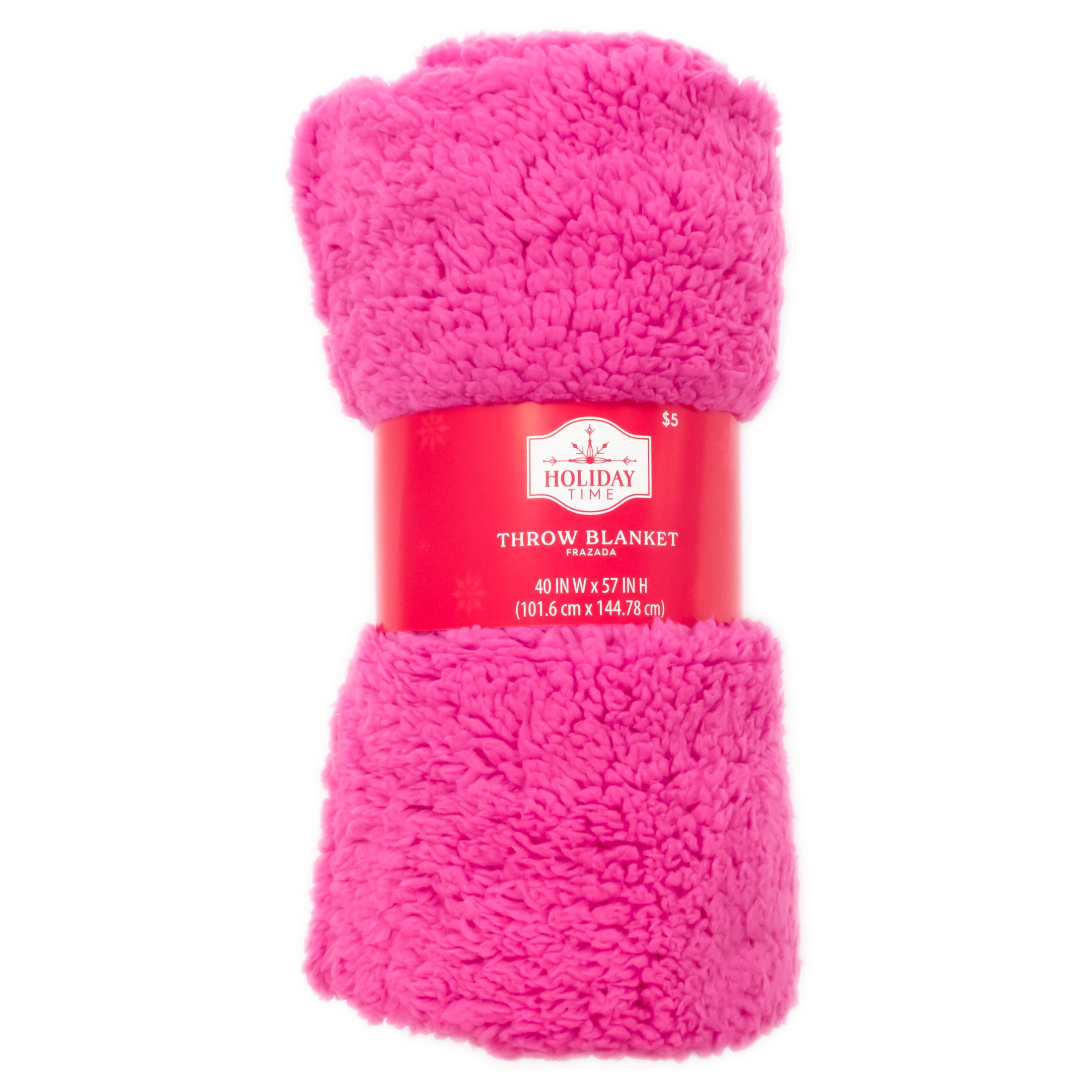 Holiday Time Pink Fleece Throw Blanket