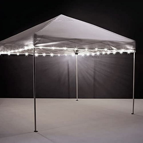 Brightz 40’ x 10’ White Outdoor Canopy, Battery Powered LED Light Rope