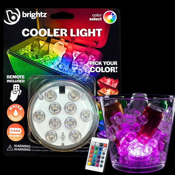Brightz LED Cooler Puck Light Color Changing Glow Party Accessory - Waterproof