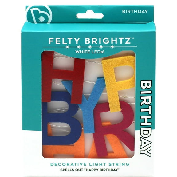 Brightz LED Happy Birthday String Lights, 8 Ft, Felt Banner Party Decoration