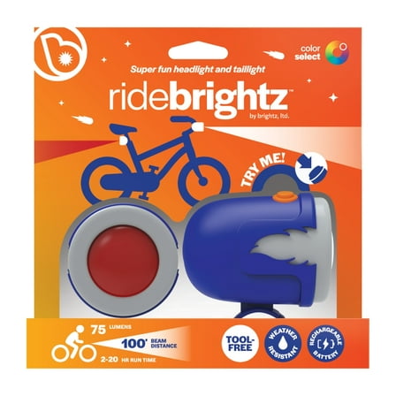 Brightz RideBrightz LED Headlight & Taillight Set, USB Rechargeble, Multiple Light Modes, 75 Lumen, 100' Beam, Flame Design