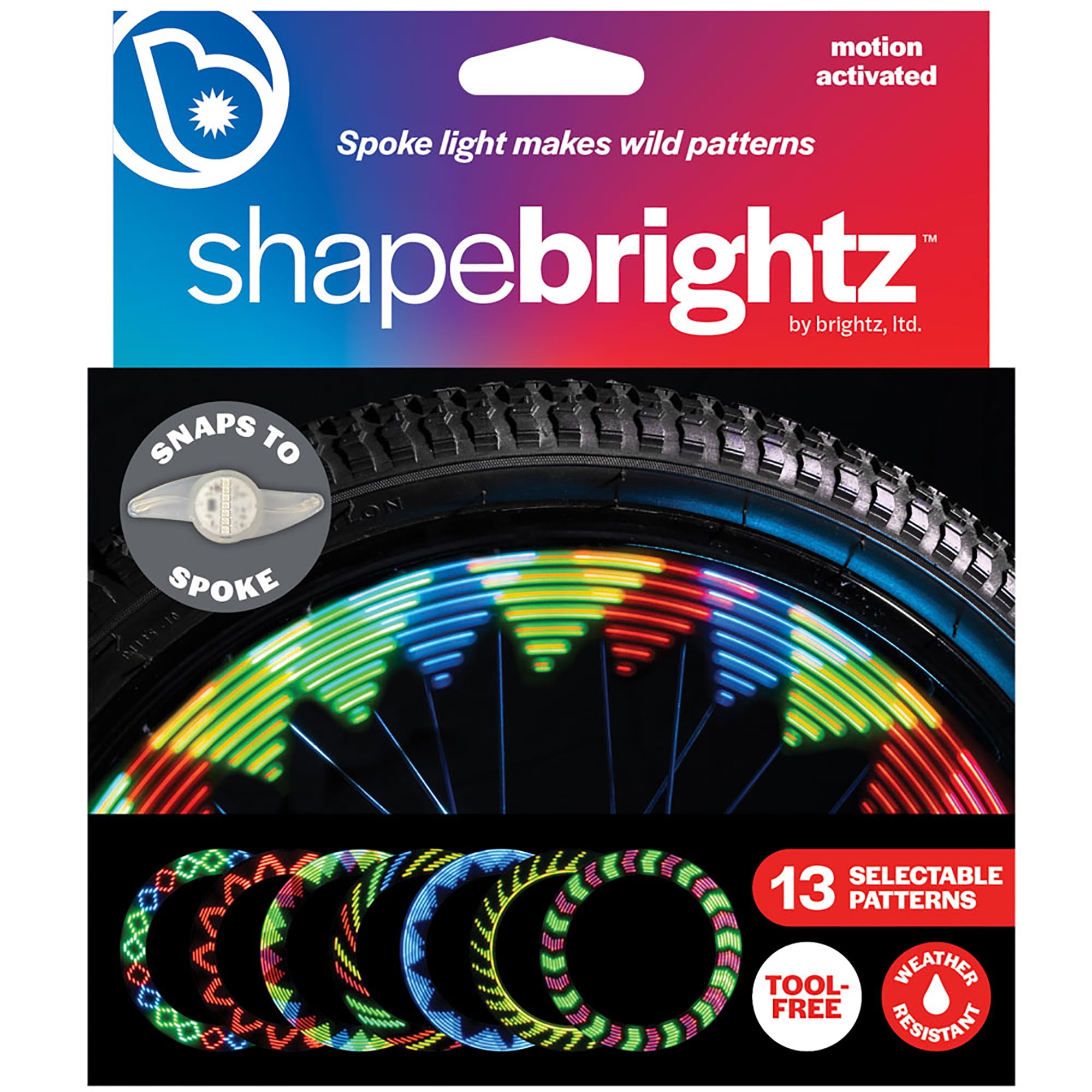Brightz ShapeBrightz LED Bike Spoke Light, Motion Activated, 12 Patterns