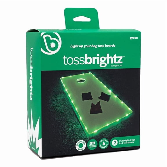 Brightz TossBrightz LED Cornhole Board Light Set, Lights for Edge & Hole, 2-Pack, Green, Lights Only – Boards Not Included