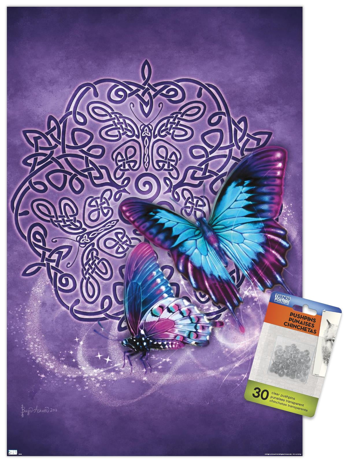Brigid Ashwood - Celtic Butterfly Wall Poster with Pushpins, 14.725" x 22.375"