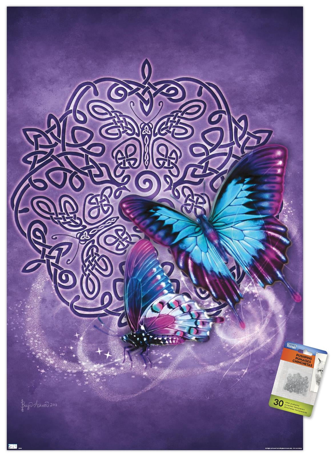 Brigid Ashwood - Celtic Butterfly Wall Poster with Pushpins, 22.375" x 34"