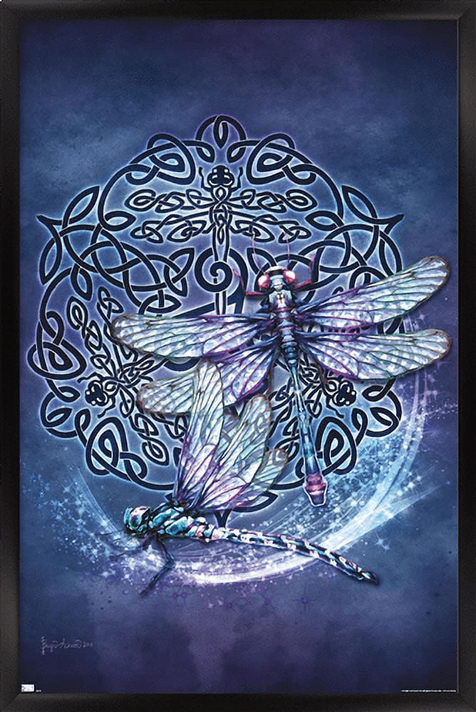 Brigid Ashwood - Celtic Dragonfly Wall Poster, 14.725" x 22.375", Framed