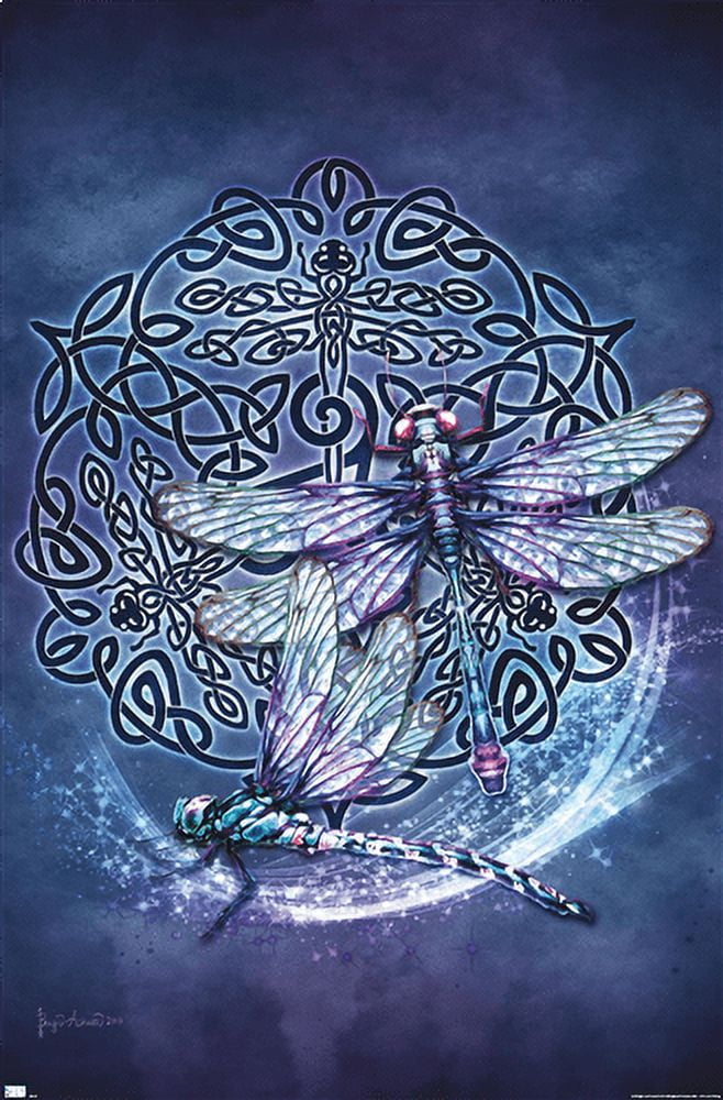 Brigid Ashwood - Celtic Dragonfly Wall Poster, 14.725" x 22.375"