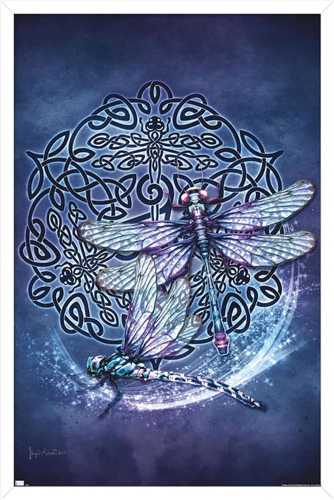 Brigid Ashwood - Celtic Dragonfly Wall Poster, 22.375" x 34", Framed
