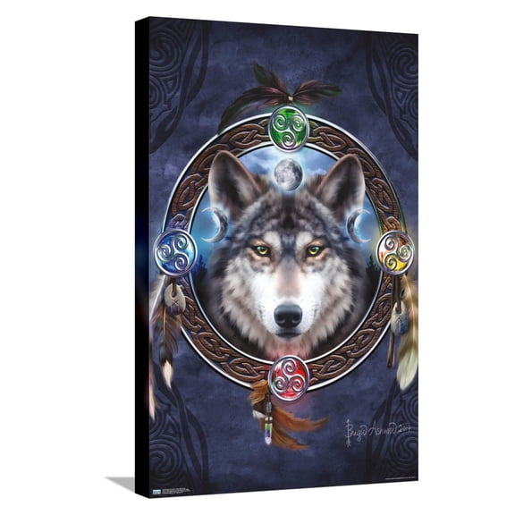 Brigid Ashwood - Celtic Wolf Guide Canvas Wall Poster, 14.725" x 22.375"