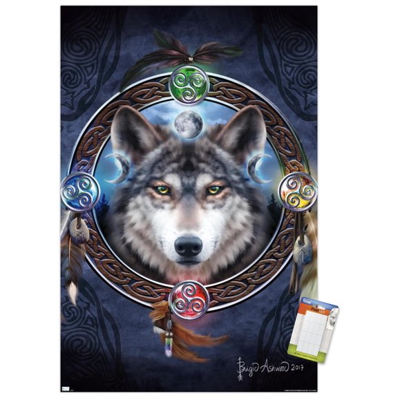 Brigid Ashwood - Celtic Wolf Guide Wall Poster, 22.375" x 34"
