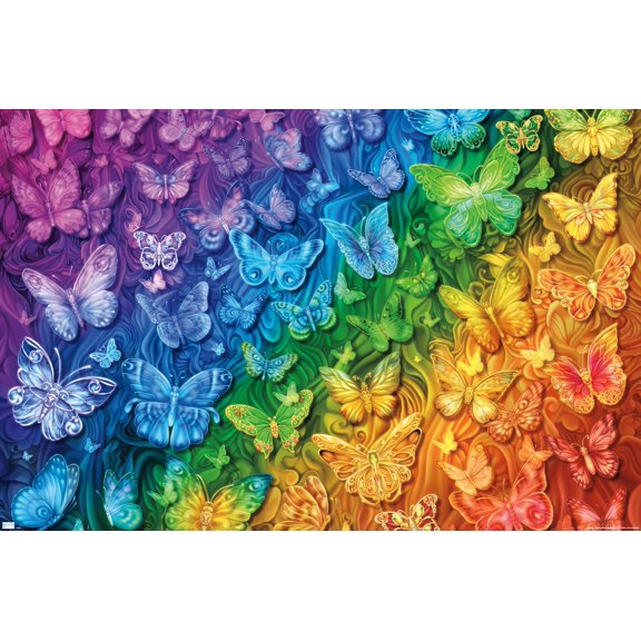 Brigid Ashwood - Rainbow Butterflies Wall Poster, 14.725" x 22.375"