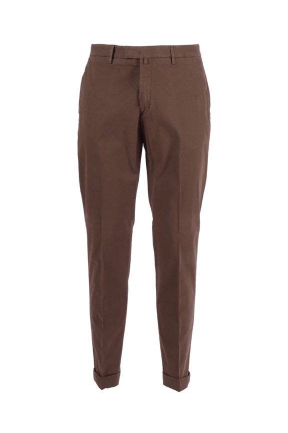 Brown Tailored Cuffed Straight-Leg Pants (Men's)