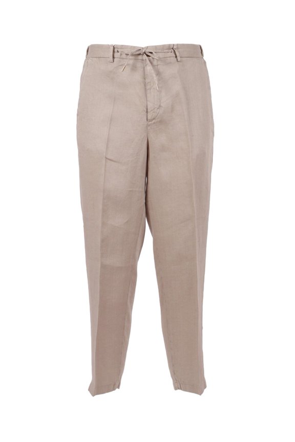 Linen Tapered Drawstring Straight-Leg Pants (Men's)
