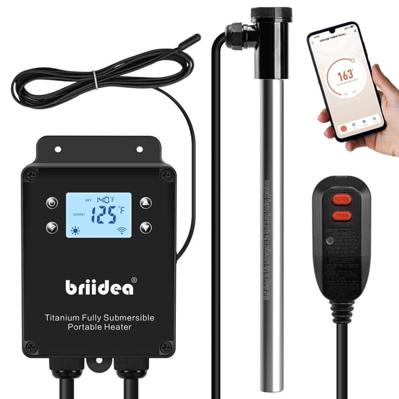 Briidea 120V 1500W WiFi Portable Immersion Water Heater, Anti-Corrosion, Works with Alexa & Google Assistant