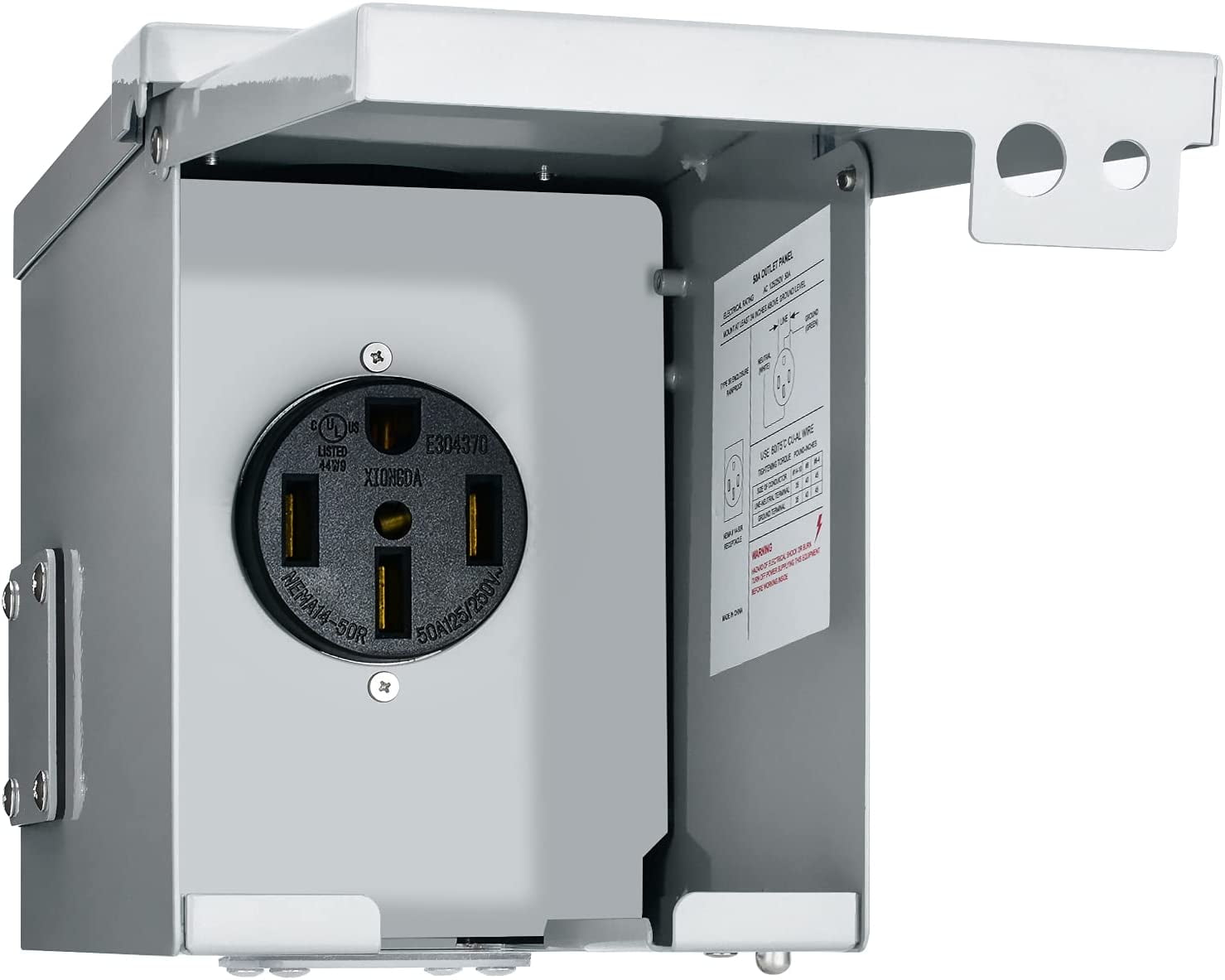 Briidea 50 Amp RV Power Plug Outlet Box, 125/250 Volt NEMA 14-50R