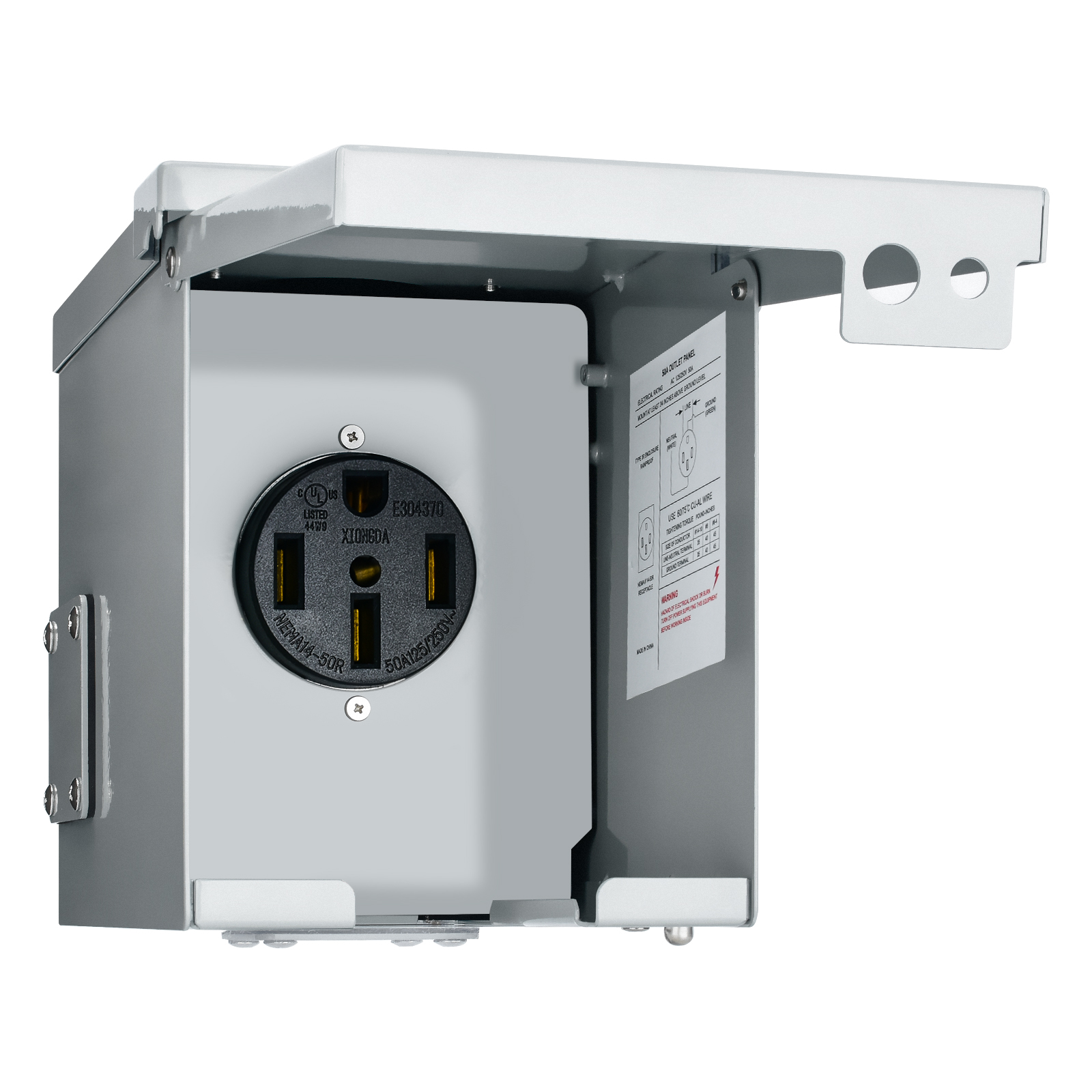 50Amp RV Power Outlet Box,125/250Volt NEMA 1450R Receptacle,Outdoor