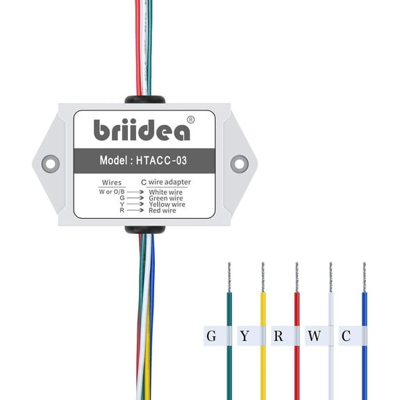 Briidea C-wire Power Adapter, Use for 24V Honeywell Home Thermostats, White