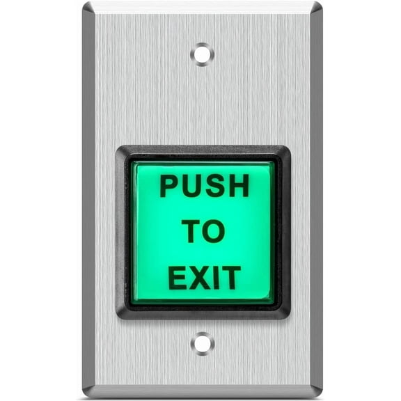 Briidea Exit Button, Button with Green LED Square, Made of Stainless Steel, Sturdy & Durable