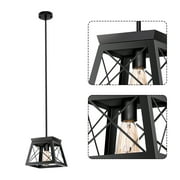 Briignite 1-Light Black Iron Cage Pendant Light,Decoration for Kitchen Island