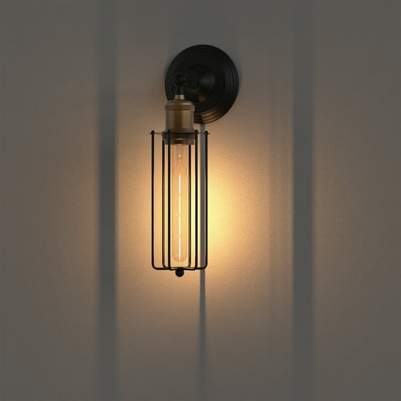 Briignite 1 Light Black Vintage Wall Light, Industrial Style Wall Sconce Antique Retro Indoor Metal Lamp Fixture