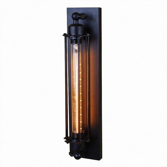 Briignite 1-Light Wall Light RetroTube Ceiling Light with Matte Black Cage Edison Flute Light for Hallway Porch Cabinet