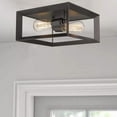 thumbnail image 1 of Briignite 2-Light Ceiling Fixture, IndustrialFlush Mount Ceiling Lighting Fixture, Matte Black Finish Square Ceiling Light for Hallway, Kitchen, Entryway, 1 of 5