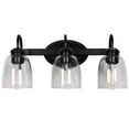 thumbnail image 1 of Briignite 3 Light Bathroom Vanity Light Fixtures, Modern Black Vanity Lights Over Mirror, Vintage Wall Sconce with Seeded Glass Shade, Black Vanity Lights for Bathroom, 1 of 7