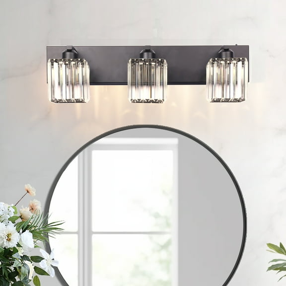 Briignite 3-Light Stunning Bathroom/Mirror/Bedroom Vanity Light - Dimmable LED, Metal &Crystal Design for Chic Ambiance