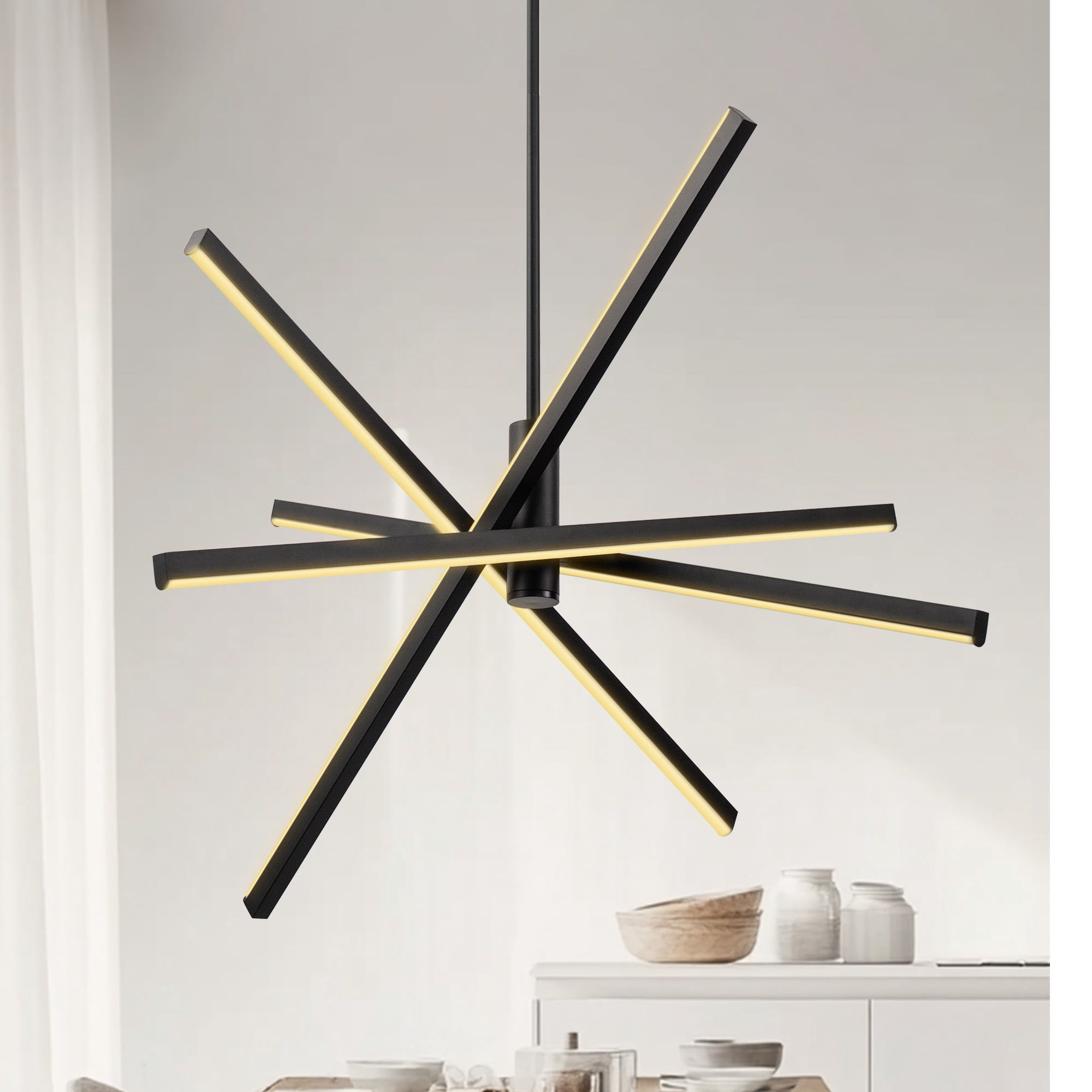 LED Sputnik Chandeliers Odern Large Chandelier Light Fixture Black Diable Lighting 18-Lights