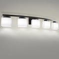 thumbnail image 1 of Briignite 5-Light Bathroom Light Fixture with Milk Glass Shades, Modern Stylish Vanity Lighting Fixtures for Bathroom, Black and White, 1 of 7