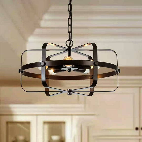 Briignite 5 Lights 16.3 in. Matte Black Iron Finish ChandelierRetro Industrial Chandelier for Corridor, Dining Room, Bedroom, Hallway, Bar and Kitchen.