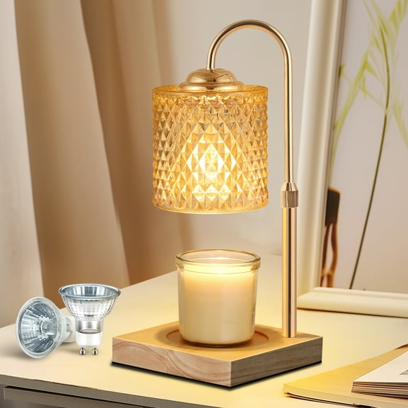 Briignite Candle Warmer Lamp, 2 Bulbs Included, with Adjustable Height, Timer & Dimmable Function