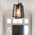 thumbnail image 1 of Briignite Farmhouse Pendant Lighting for Kitchen Island, Rustic Hanging Light Fixture with Wood Grain and Black Finish for Dining Room, Bedroom, Hallway, 1 of 8