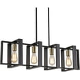 thumbnail image 1 of Briignite Rectangle Kitchen Island Lighting Fixture,4-Light Chandeliers,Black Gold Iron Pendant Light for Foyer Hallway Dining Room, 1 of 5
