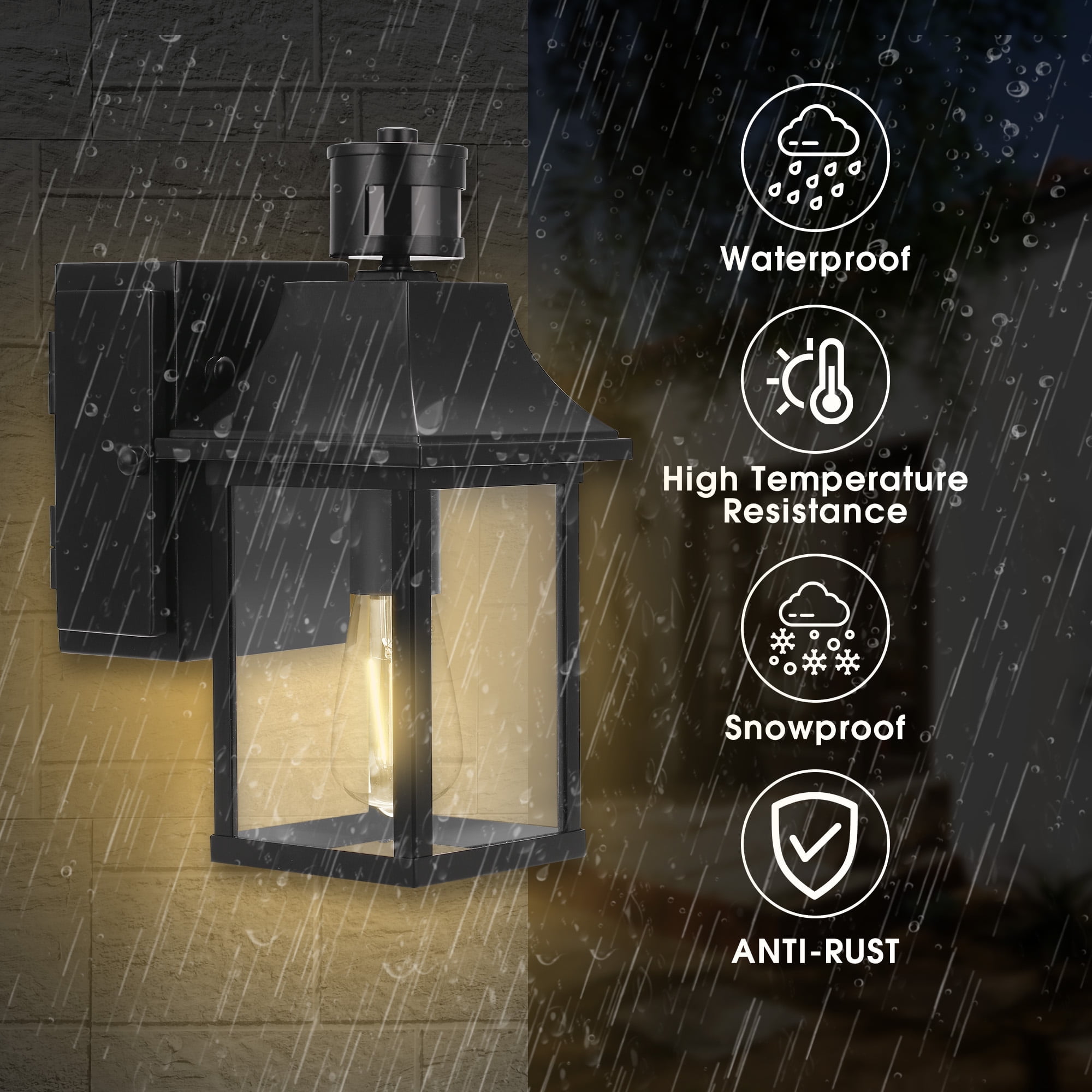 Briignite Waterproof Exterior Porch Lights with GFCI Outlet, Dusk to ...